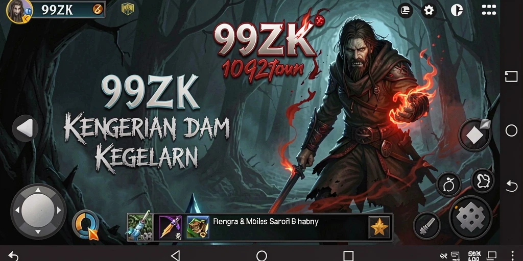 Screenshot gameplay 99ZK menampilkan momen menegangkan di lokasi angker.