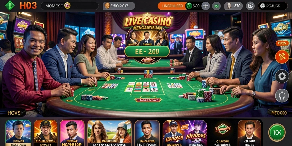 Tampilan gameplay mendebarkan dalam aplikasi Live Casino H03.