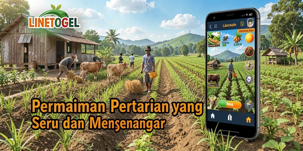 Tampilan gameplay LINETOGEL yang menarik dengan aktivitas bertani.