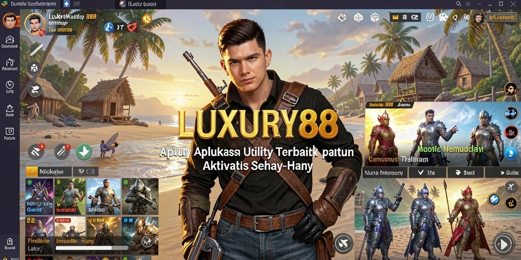 Tampilan utama LUXURY88 dengan fitur-fitur utility yang lengkap.