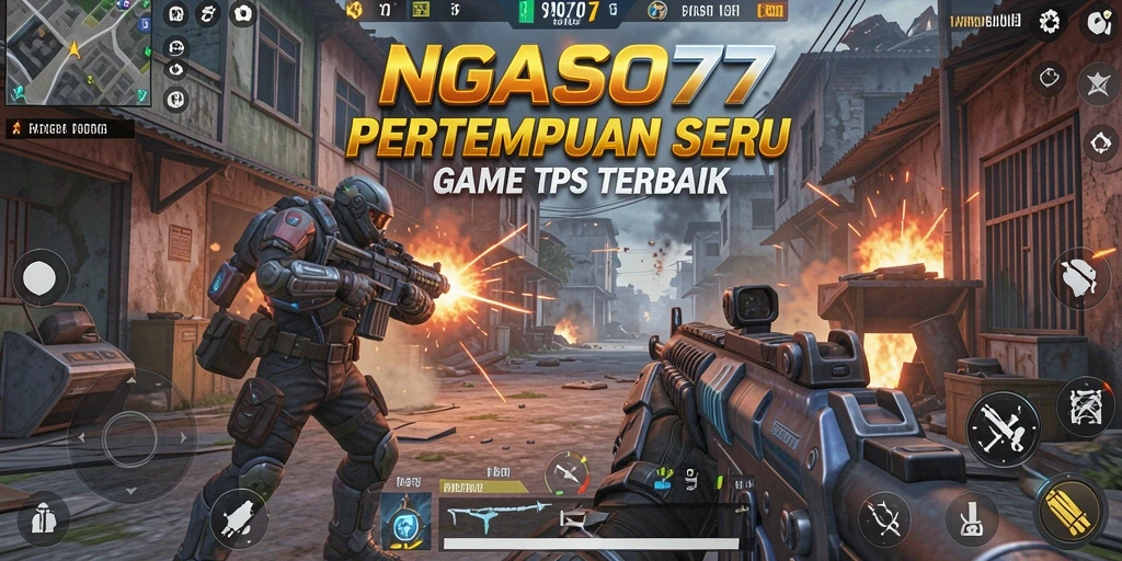 Tampilan gameplay seru dari NGASO77, pertempuran dalam TPS.