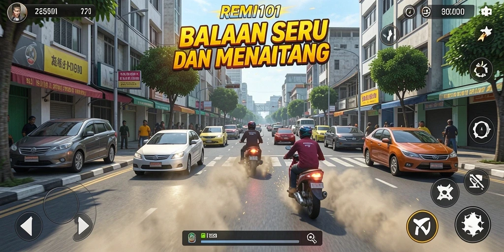 Tampilan balapan seru dan menyenangkan dalam REMI101.
