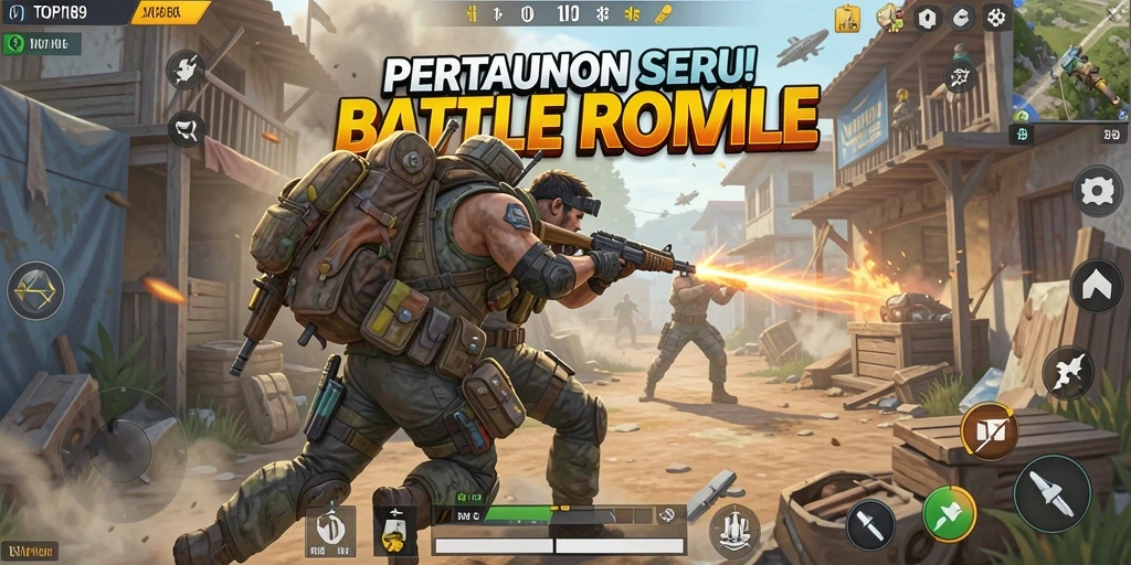 Screenshot gameplay menegangkan dari TOPI189 Battle Royale.