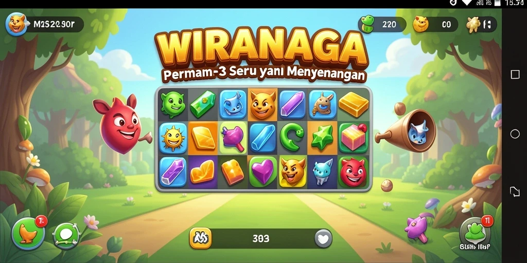 Tampilan gameplay seru WIRANAGA dengan elemen Match-3 yang menantang.